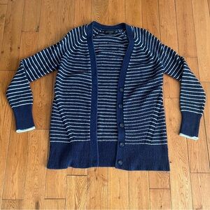 Banana Republic Blue White Striped Cardigan - Size Medium